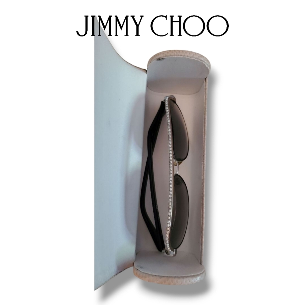 Jimmy Choo LINA/S Silver Black Crystal Jeweled Aviator Gradient Sunglasses - Picture 6 of 16